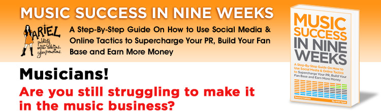 Music Success in Nine Weeks by Ariel Hyatt - A step-by-step guide to supercharging your PR, building your fanbase and earning more money.